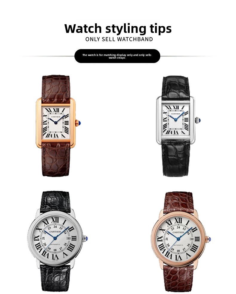 High End Crocodile Genuine Leather Watch Strap 16 17 18 20 22 23mm for Cartier