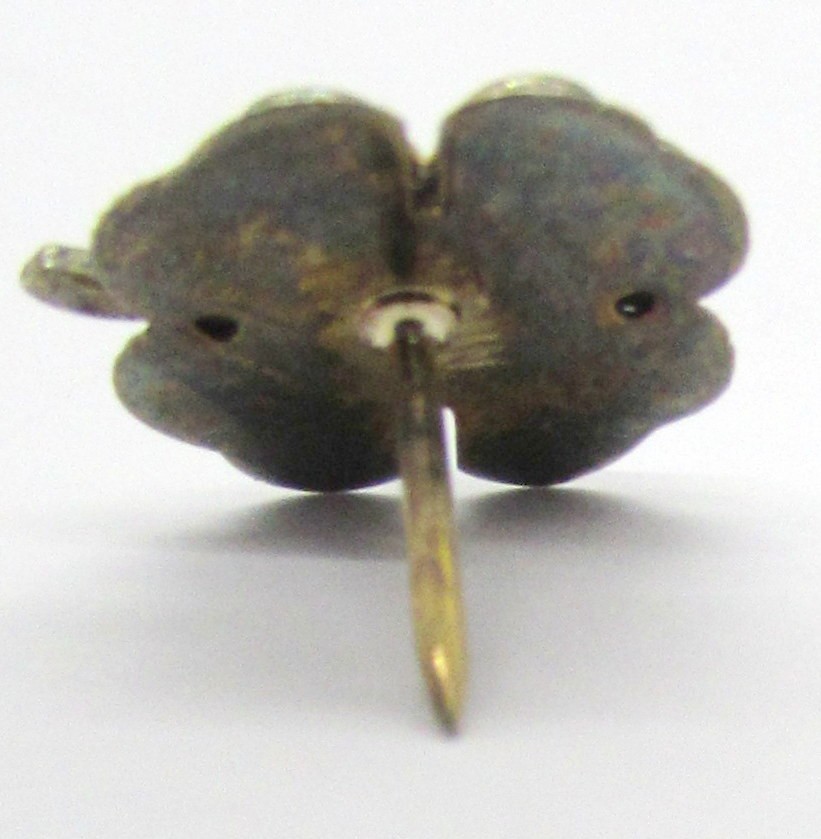 925 STERLING SILVER DIAMOND ACCENT CLOVER BROOCH PIN 16x14MM ~ 1.7G