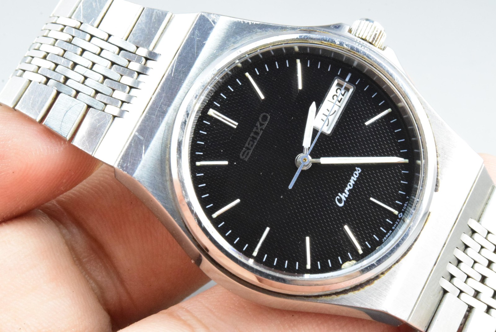 Vintage watch Seiko Chronos 5H23-7D20 Black Men Quartz Round 38mm