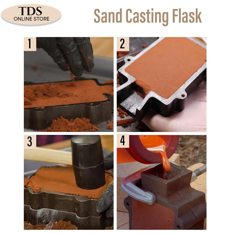Cast Iron 2-Part Flask Mold With Delft Sand Casting Jewelry Making Tool