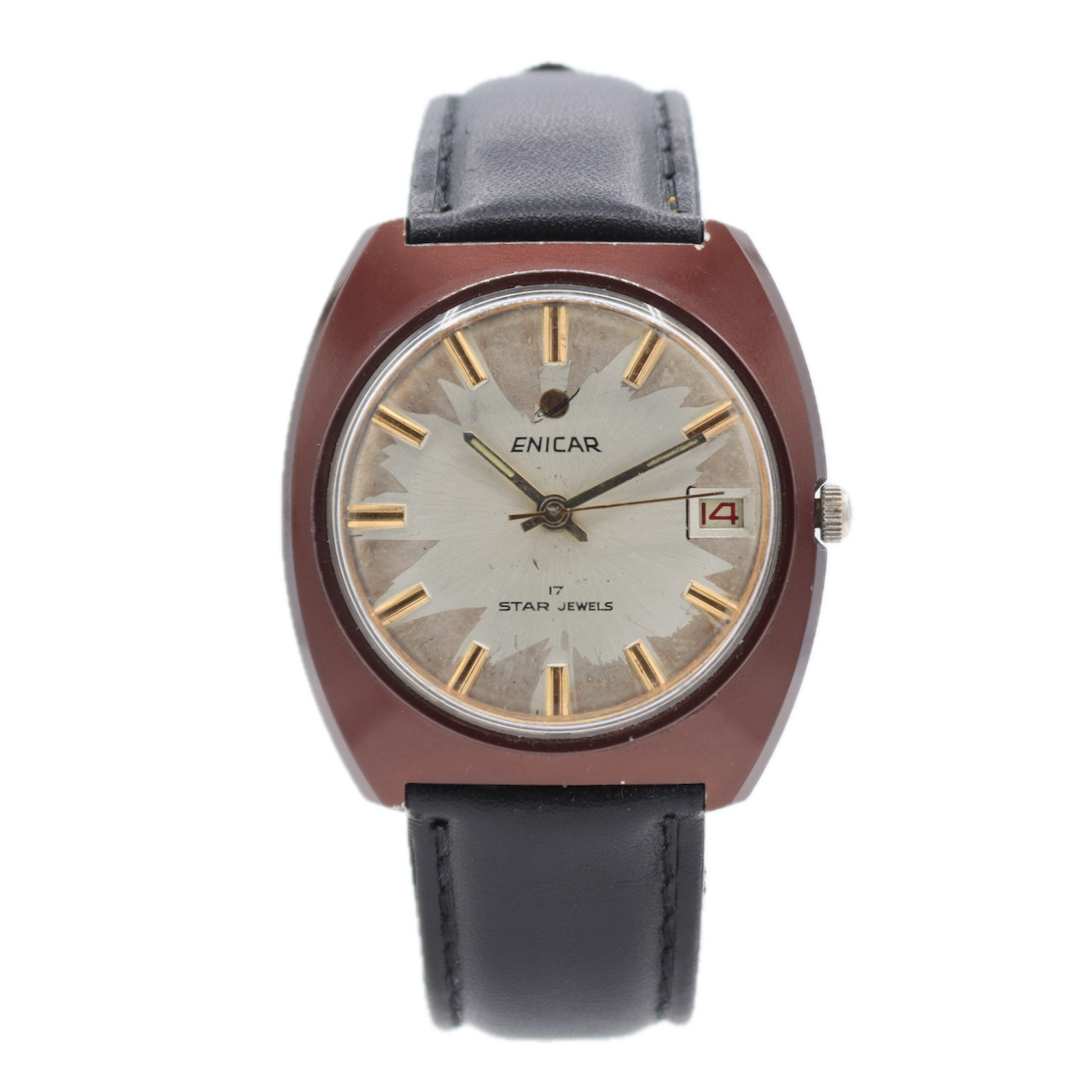 Vintage 36mm Enicar 2342 Date 17 Jewel Men’s Mechanical Wristwatch AR1141 Steel