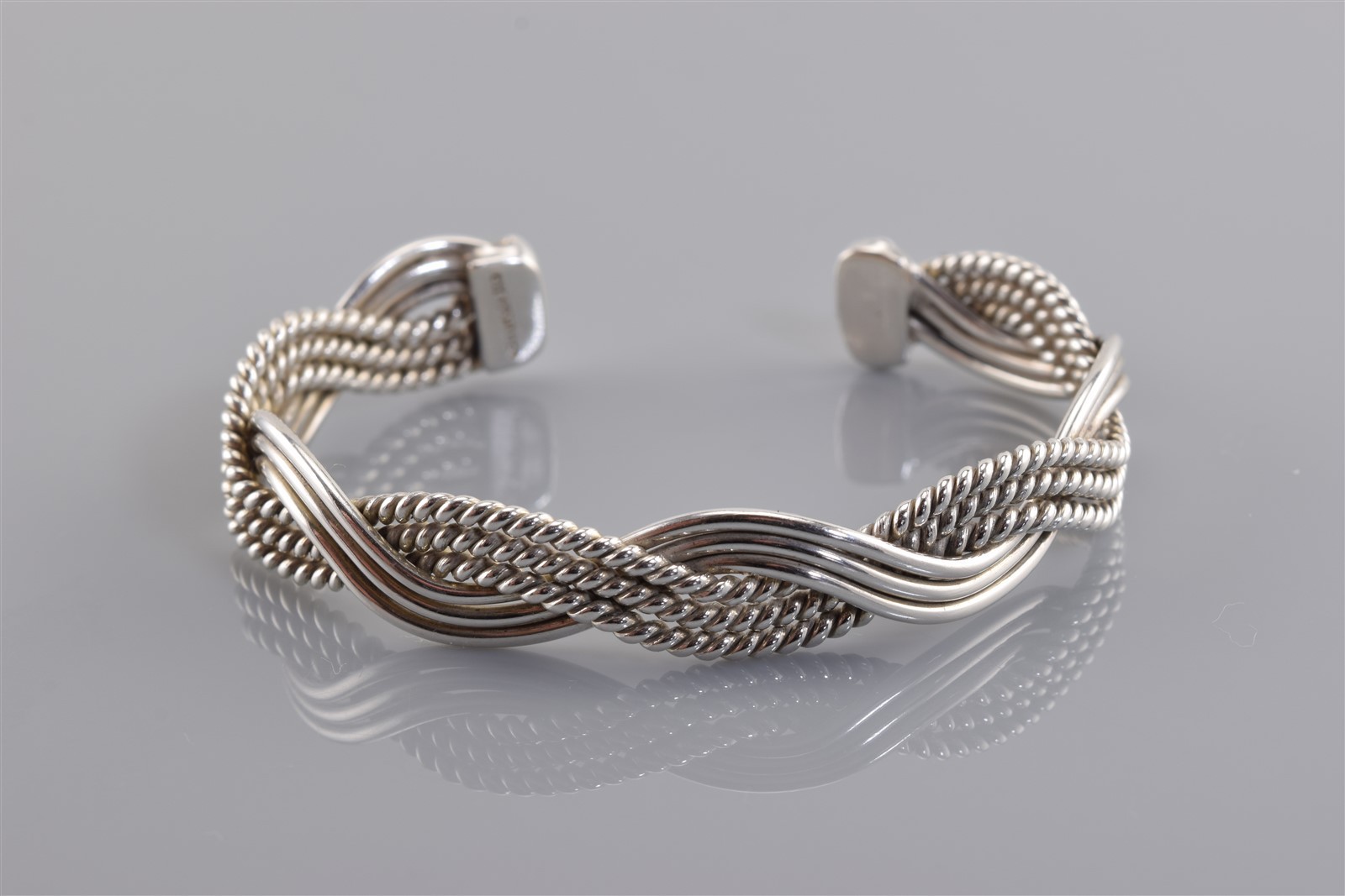 CII Sterling Silver 10mm Over & Under Cable Cuff 925 Bracelet 22g Mex 6.25″