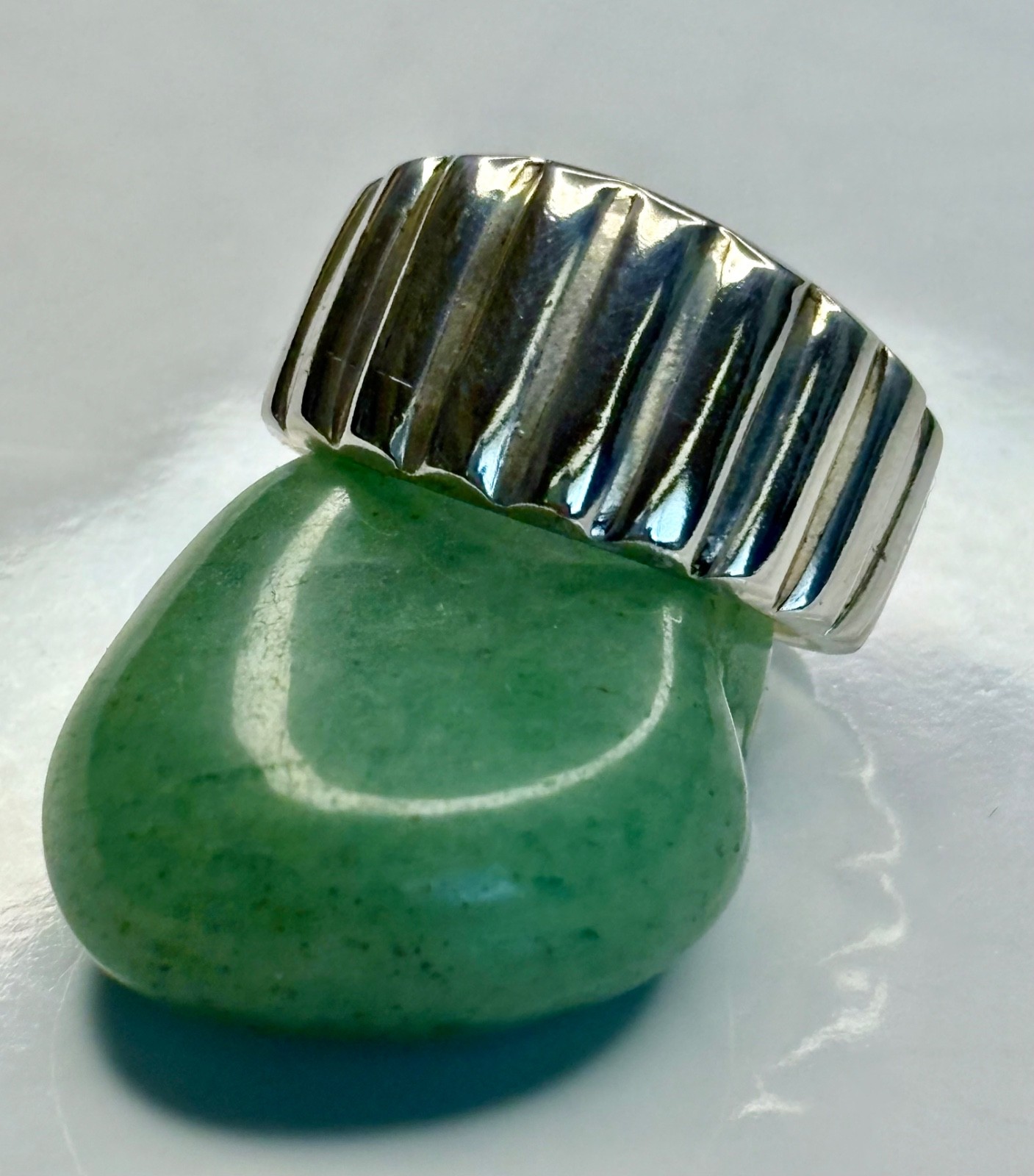 pure Silver Ribbed Band Ring 999.Pure Fine Silver Bold Design