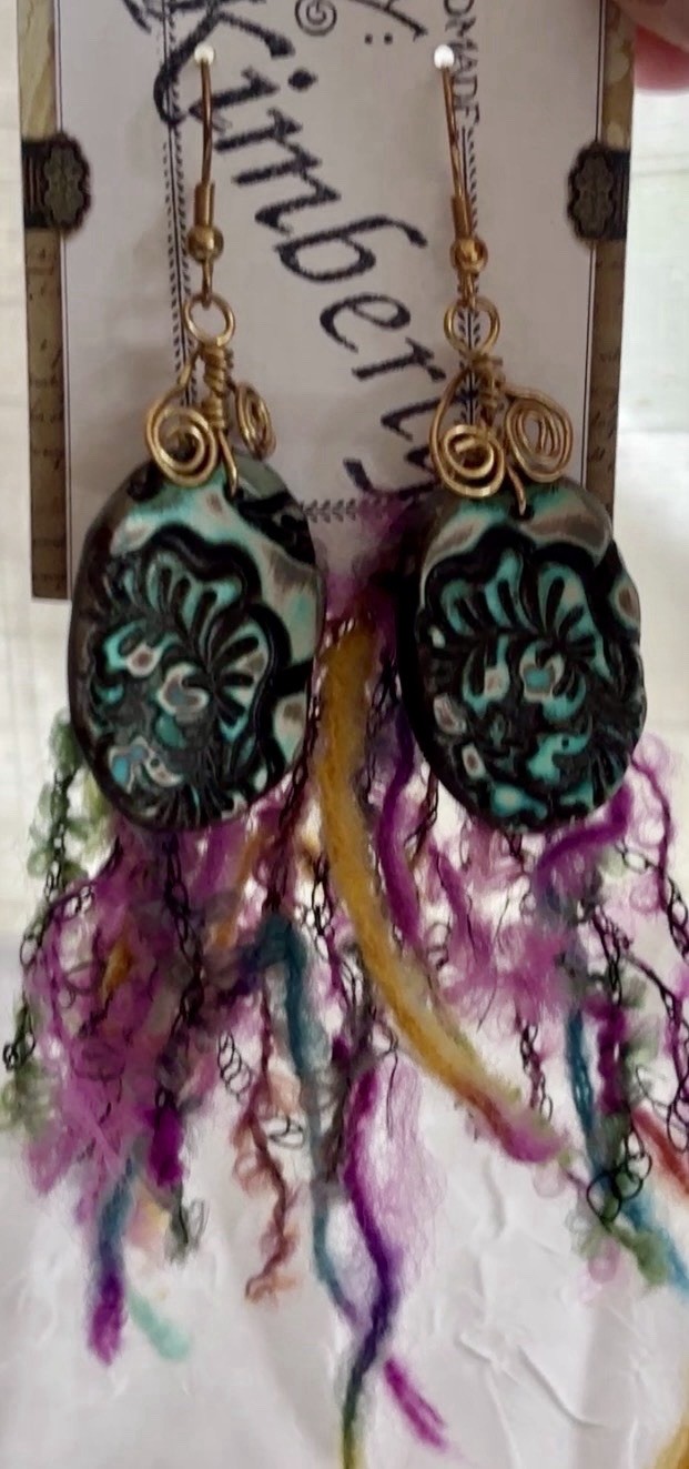 Handmade Kimberly Boho Artisan Statement Earrings fringe Dangle 3” Plus UNIQUE