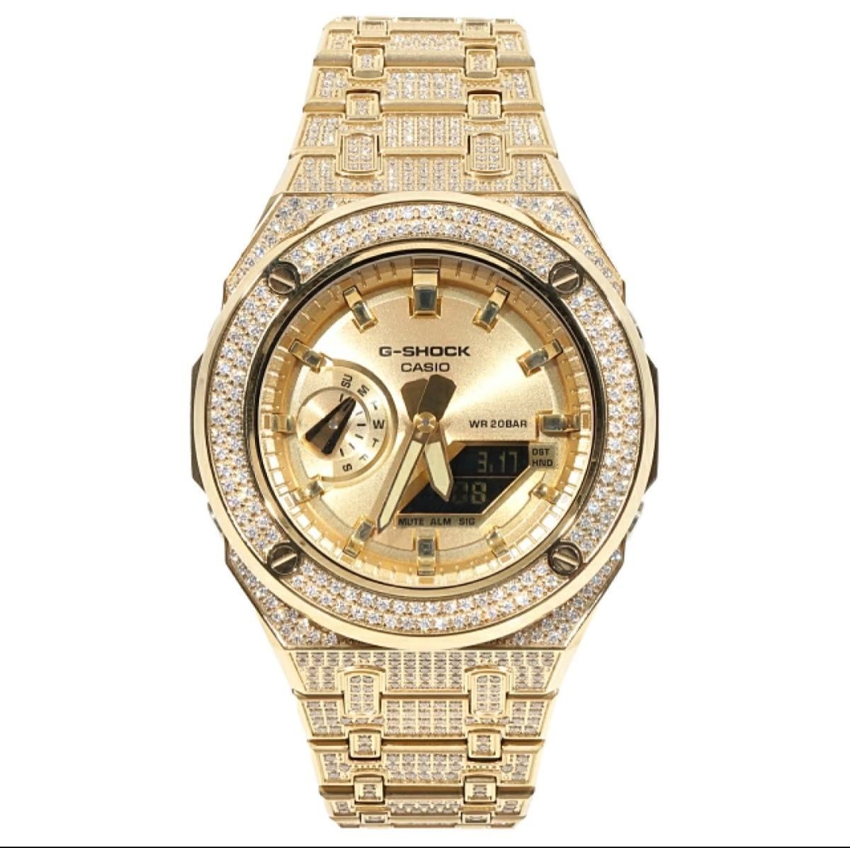 G SHOCK GA 2100GD Gold Metal Full CZ Zirconia Custom Casioak Fully Customized Ca