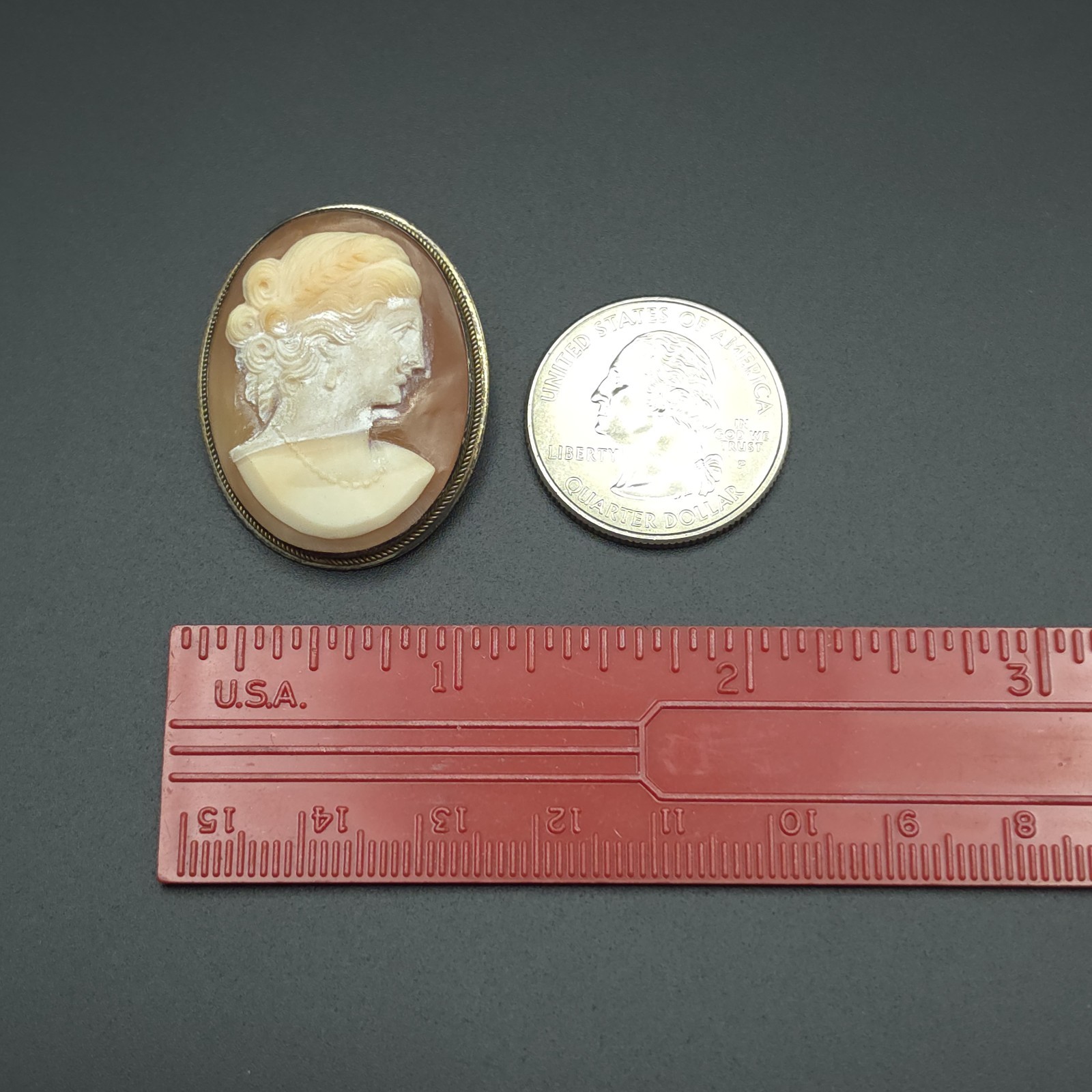 Antique 900 Silver Hand Carved Shell Cameo Brooch Pendant Convertible