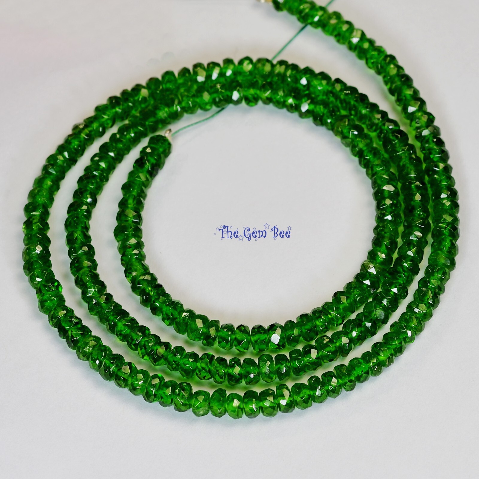 3.2mm-4.2mm Siberian Chrome Diopside Faceted Green Rondelle Bead 16″ Strand