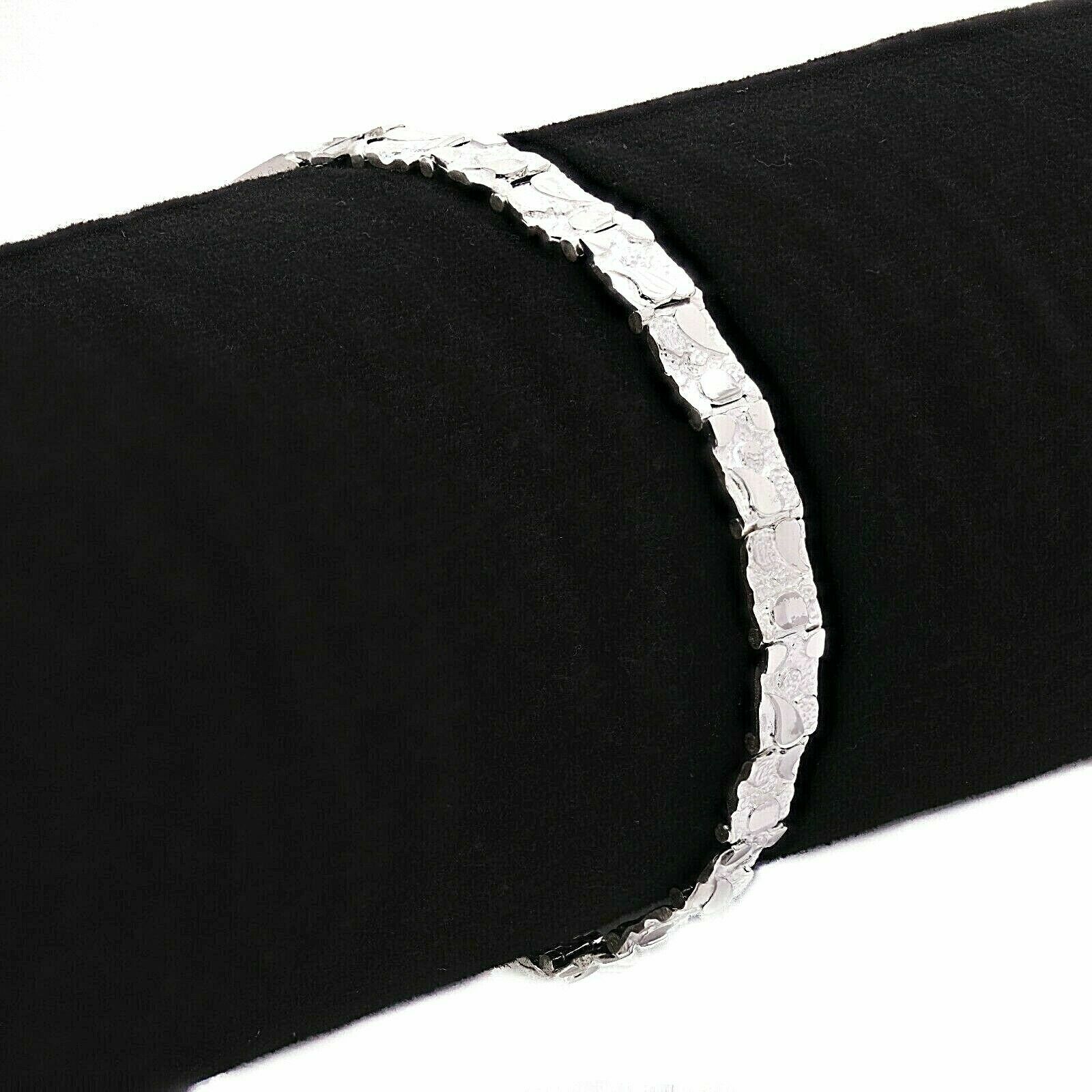 925 Sterling Silver Solid Nugget Bracelet Adjustable 6.5″-7″ 6.75mm 11.5 grams