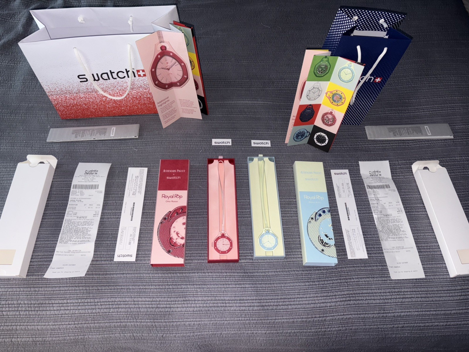 2X AP X SWATCH ROYAL POP OTTO ROSSO & BLUE ACHT
