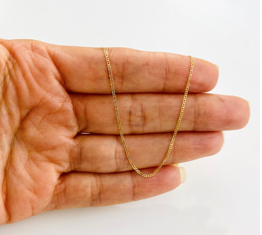 14K Solid Gold Anchor Mariner Link Chain Necklace- 14k Real Gold Chain – G030