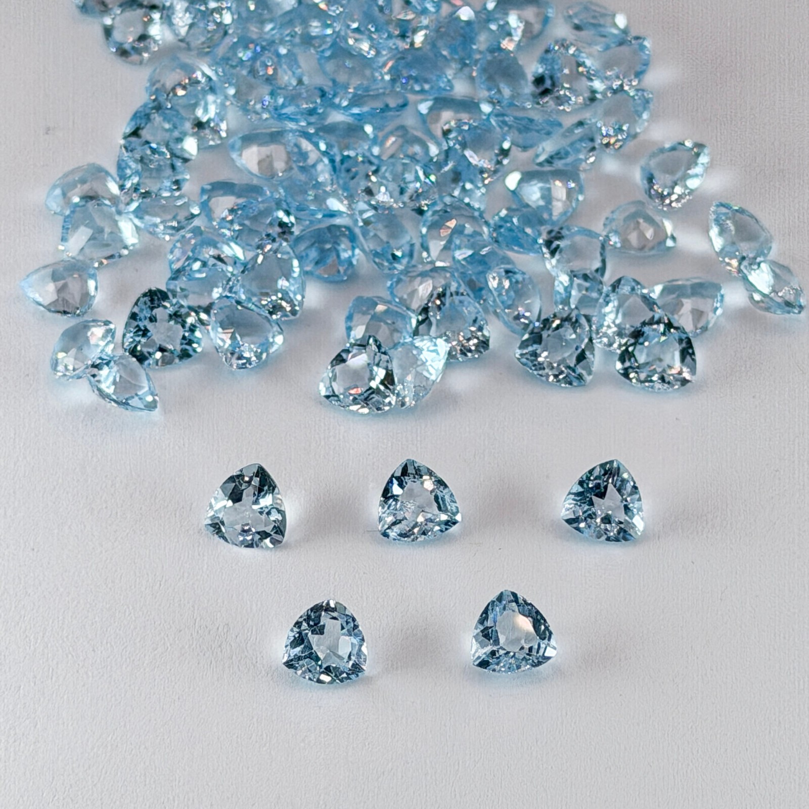 Natural Blue Topaz 6mm Trillion Faceted Gemstones Calibrated Lot Wholesale USA