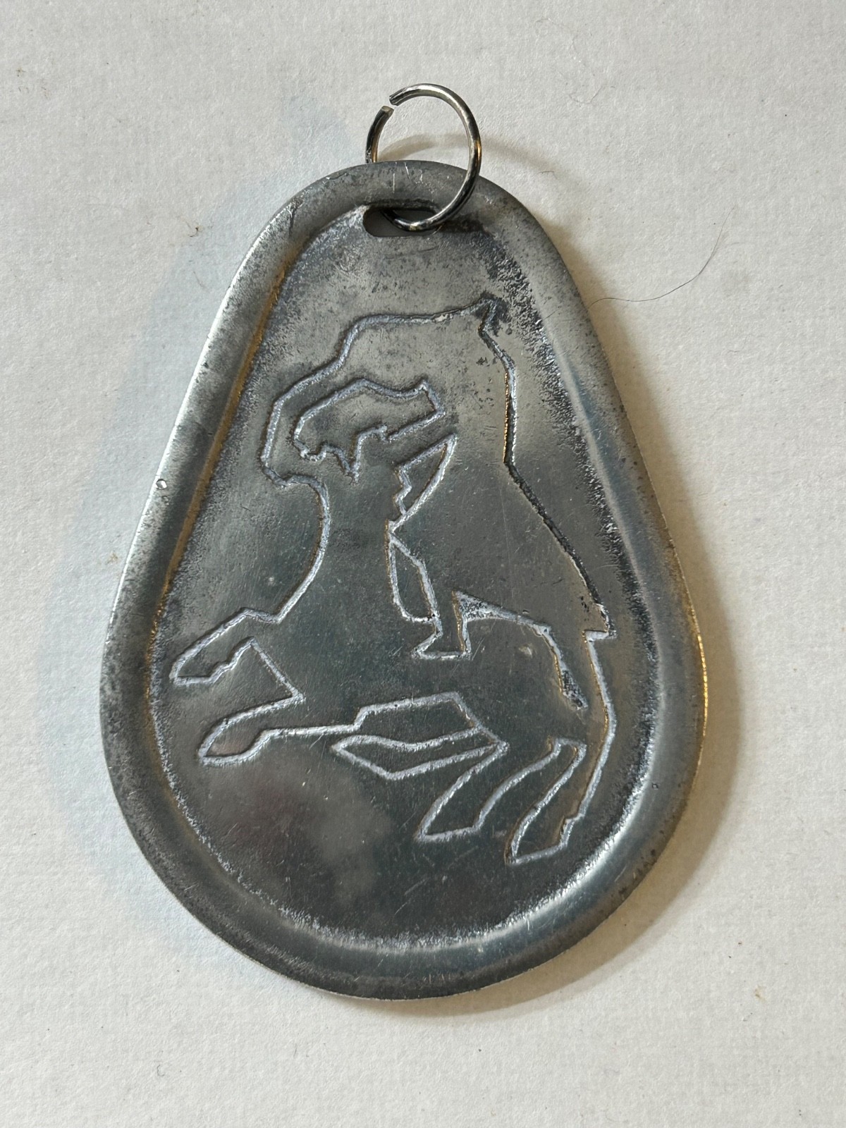 VTG Pewter Pendant From Norwegian Petroglyphs Rock Carving 2.75” Made In Norway