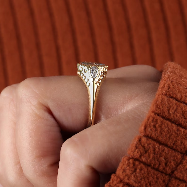 2.40 Ct Oval Real Moissanite Bezel Engagement Ring 14K Yellow Gold Plated