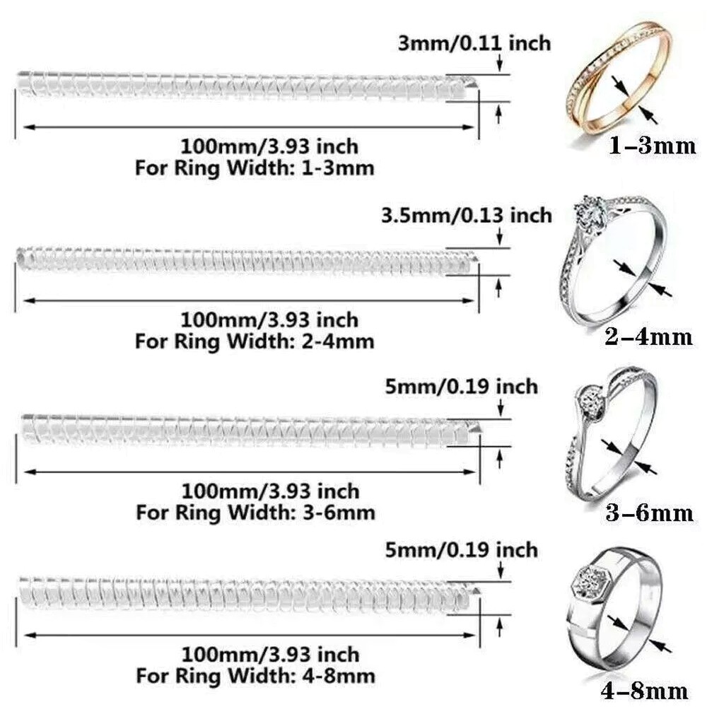16Pcs Clear Ring Sizer Jewelry Ring Size Adjuster Invisible Fit Reducer Guard US