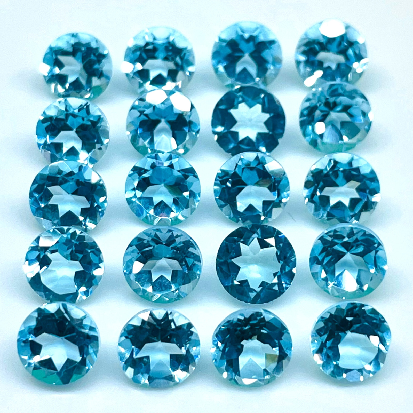 VVS 10 Pcs Natural Sky Blue Topaz 6mm Round Cut Top Quality Loose Gemstones Lot