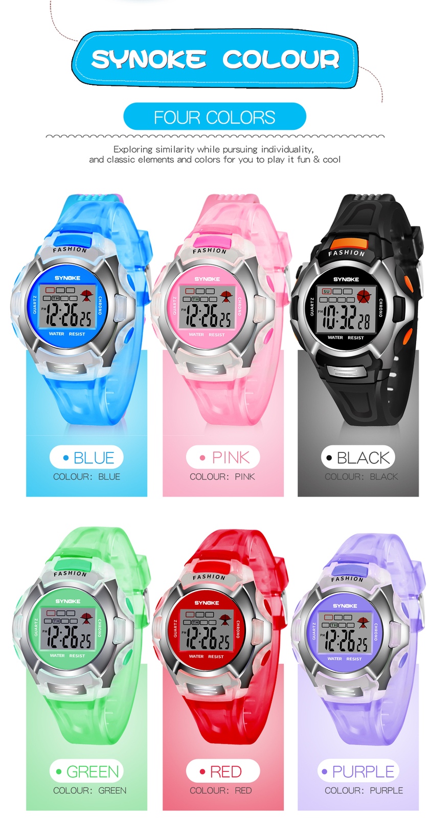 Kids Digital Electronic Watch Waterproof Children Boys Girls Sports LED Watches