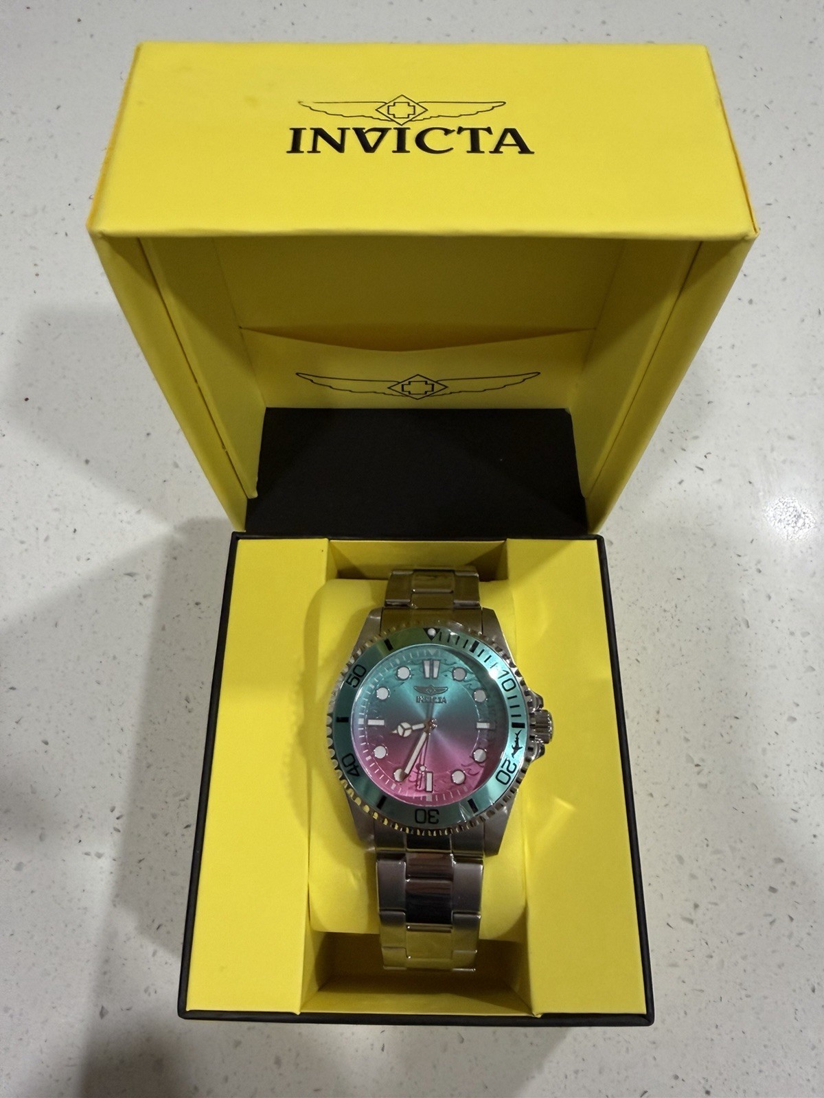 Invicta Pro Diver Kromatyk 50931 Men’s 43mm Steel Watch Pink Blue Dial NEW Box