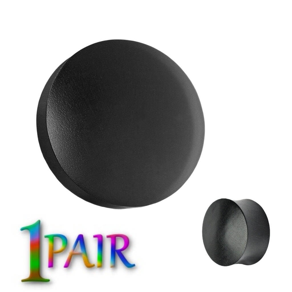 Pair 8g-50mm BLACK ARENG WOOD PLUGS Double Flare Gauges Tunnels Organic Ear 1321