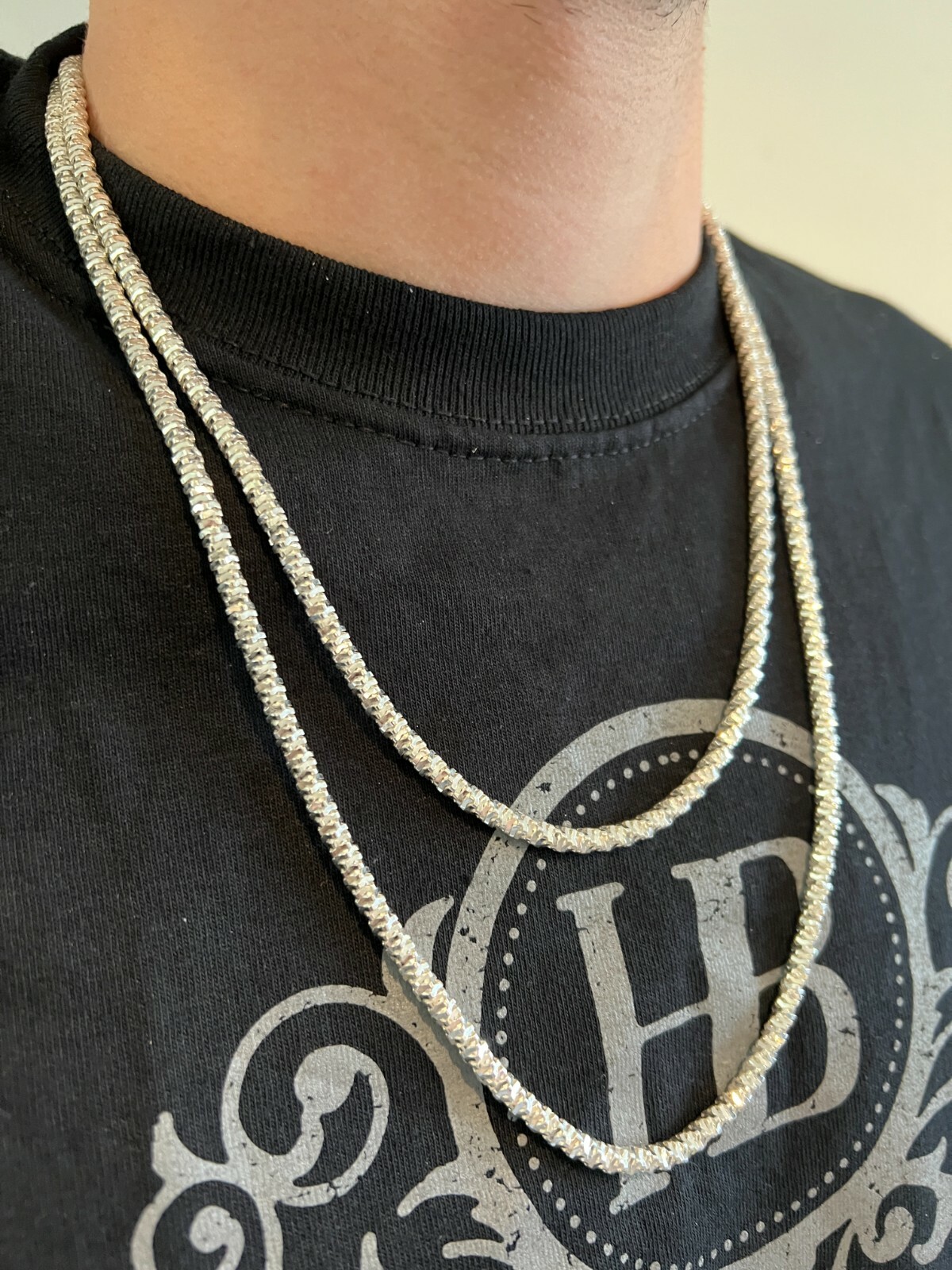 Real 925 Sterling Silver Diamond Cut Sparkle Ice Rope Chain Necklace 4mm 16-30″