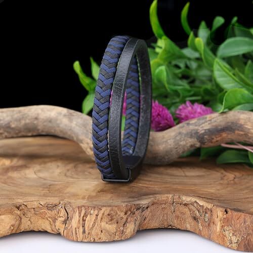 Handmade Leather Bracelet for Men – Braided bracelet with steel clasp made of