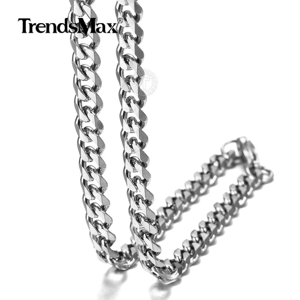 16-30″ Stainless Steel Double Layer Cross Pendant Necklace with Curb Cuban Chain