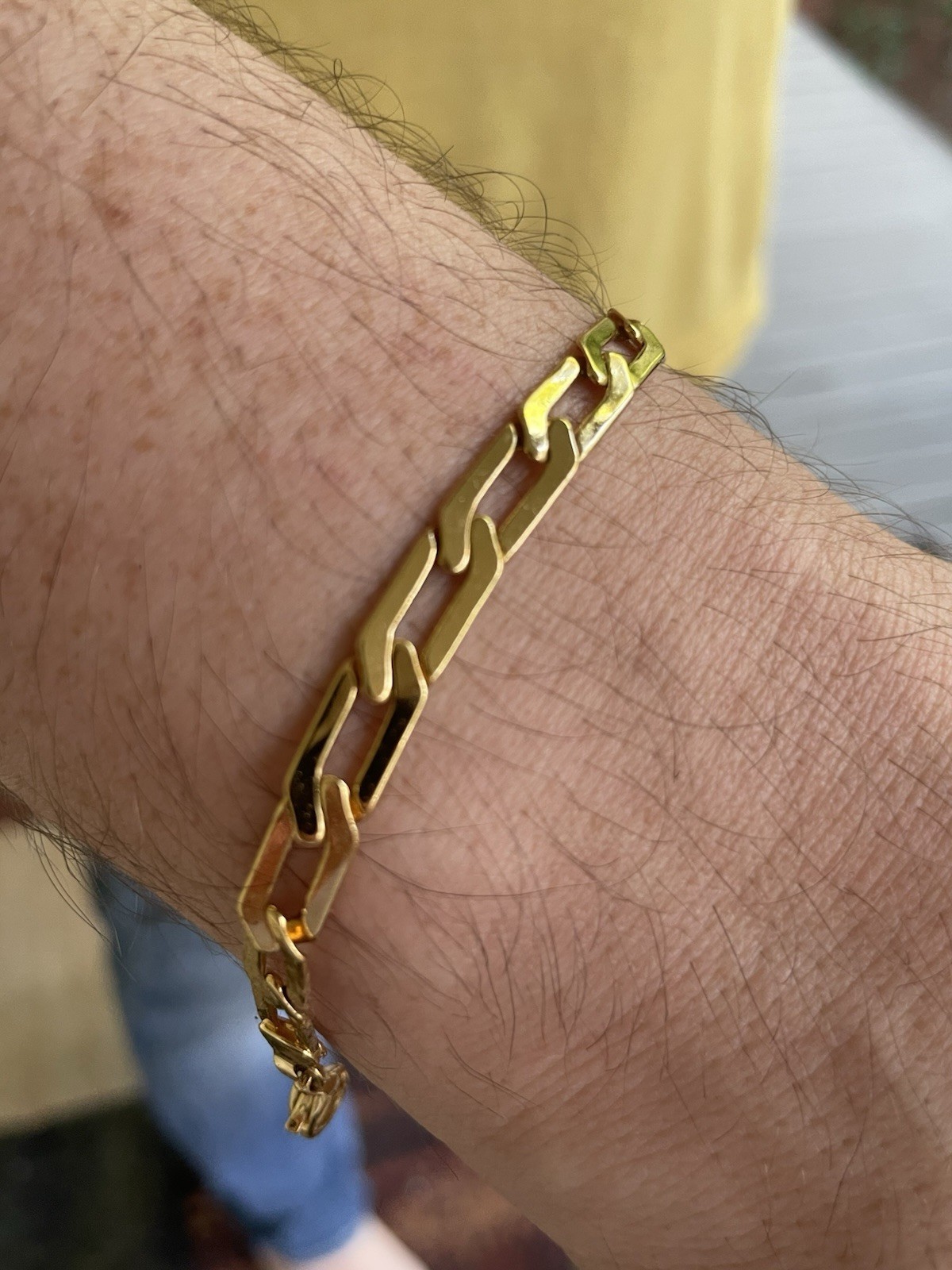 Gold Tone Paperclip Chain Link Bracelet, Lobster Clasp
