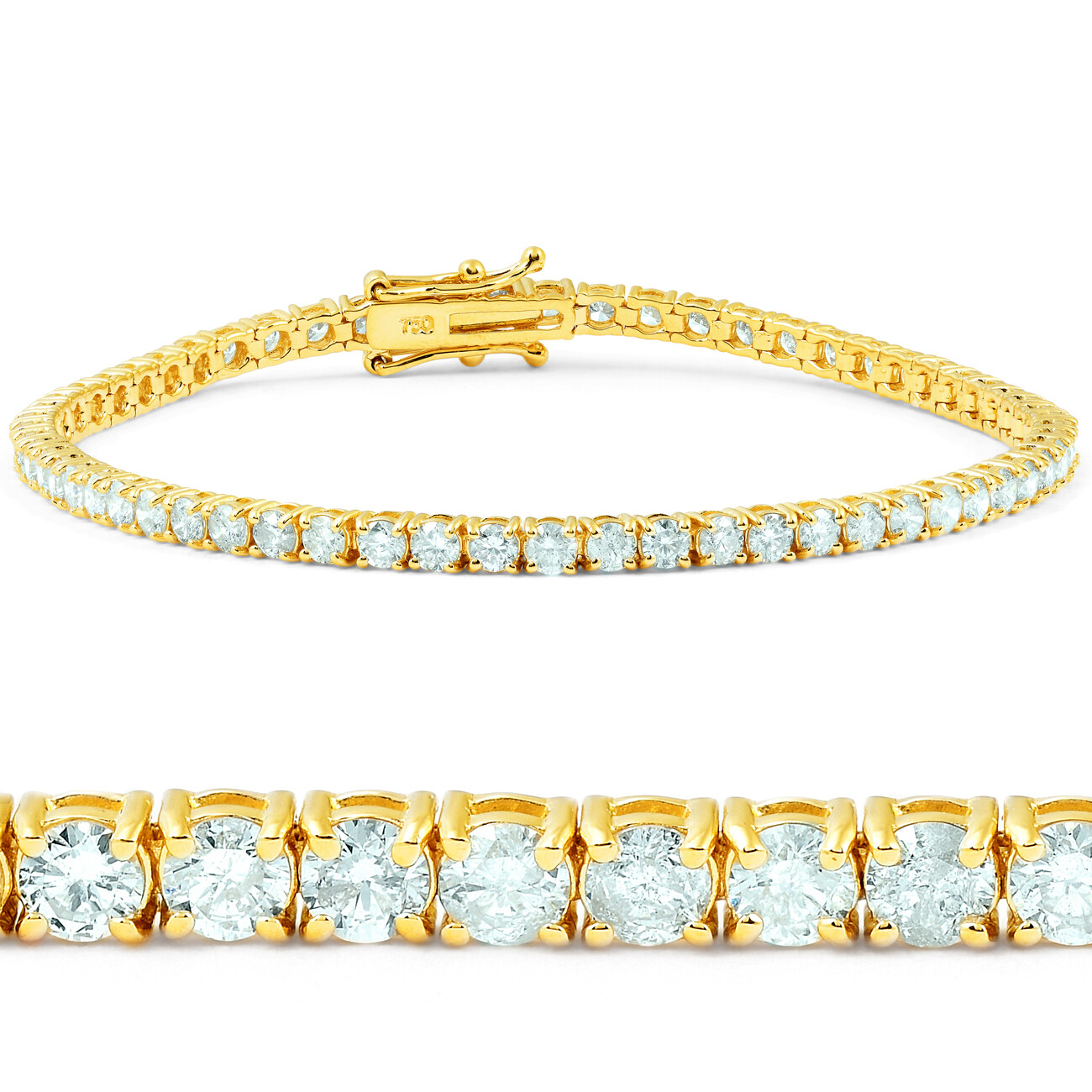 9 1/2 ct Diamond Tennis Bracelet 14K Yellow Gold 7″