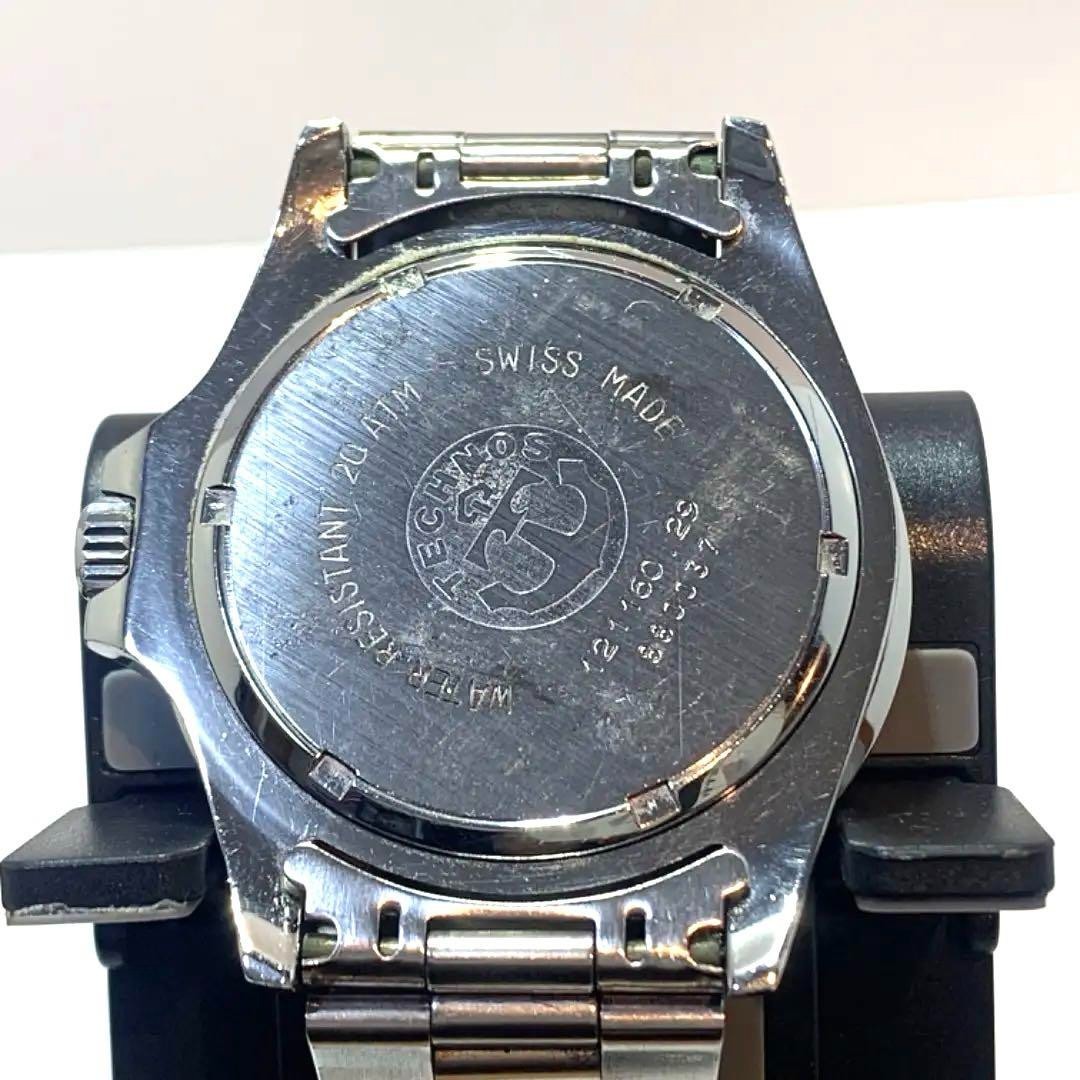 TECHNOS Quartz SUPER DIVER 200m Black Dial Water Resistant 20ATM Used Watch