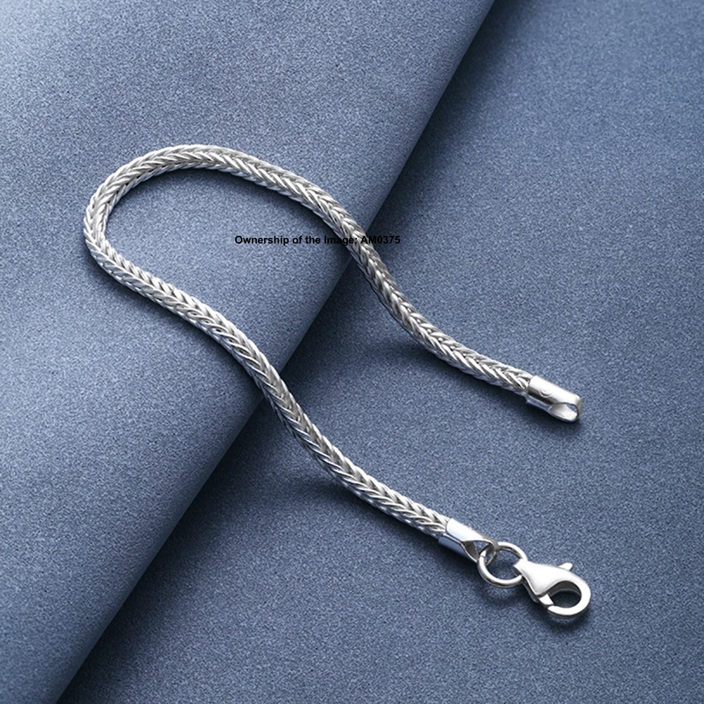 Pure 925 Sterling Silver Bracelet 2mm Wheat Link Chain Bracelet 6.7-8.3inch