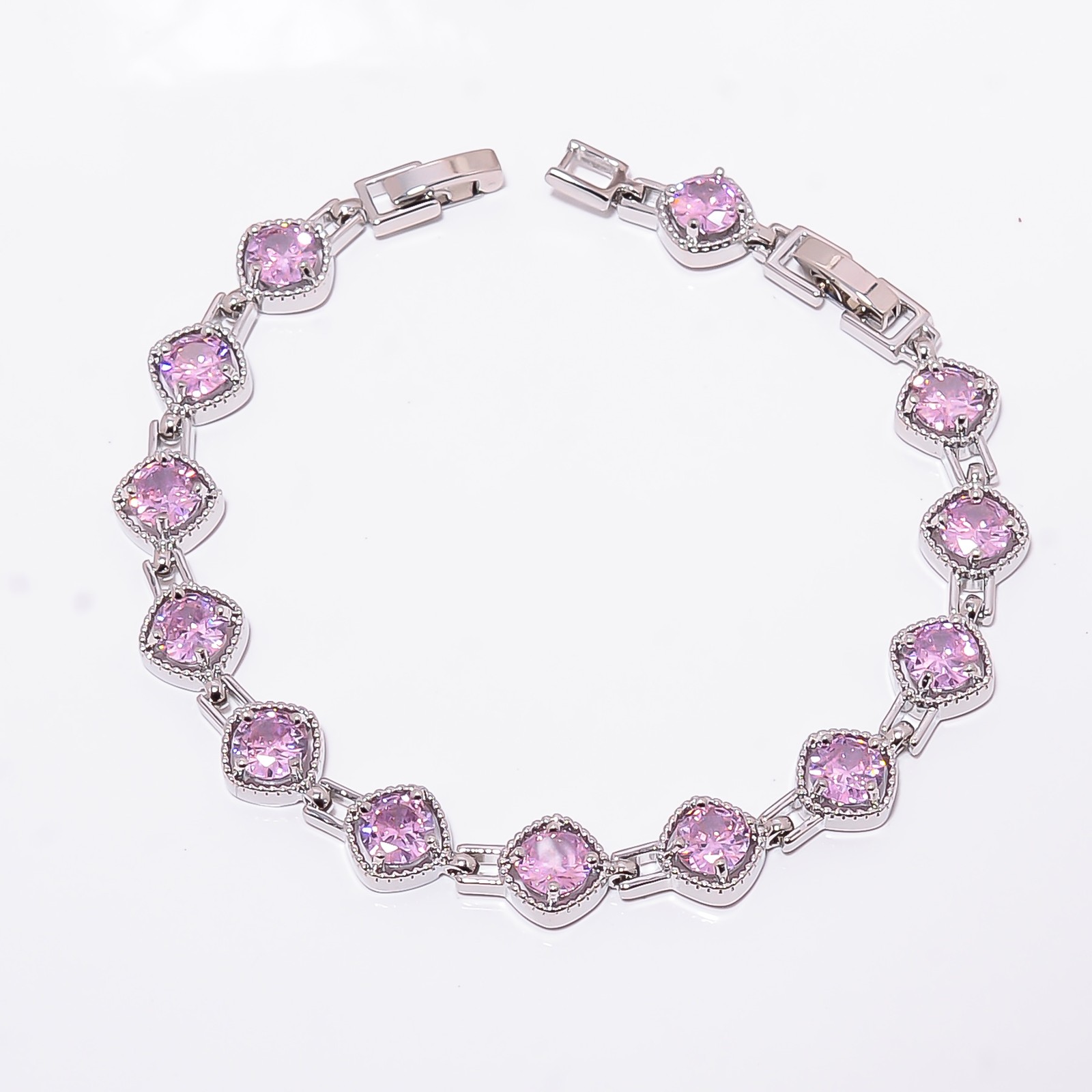 Pink Sapphire – Simulated 925 Sterling Silver Adjustable Bracelet 7-8″ B127323