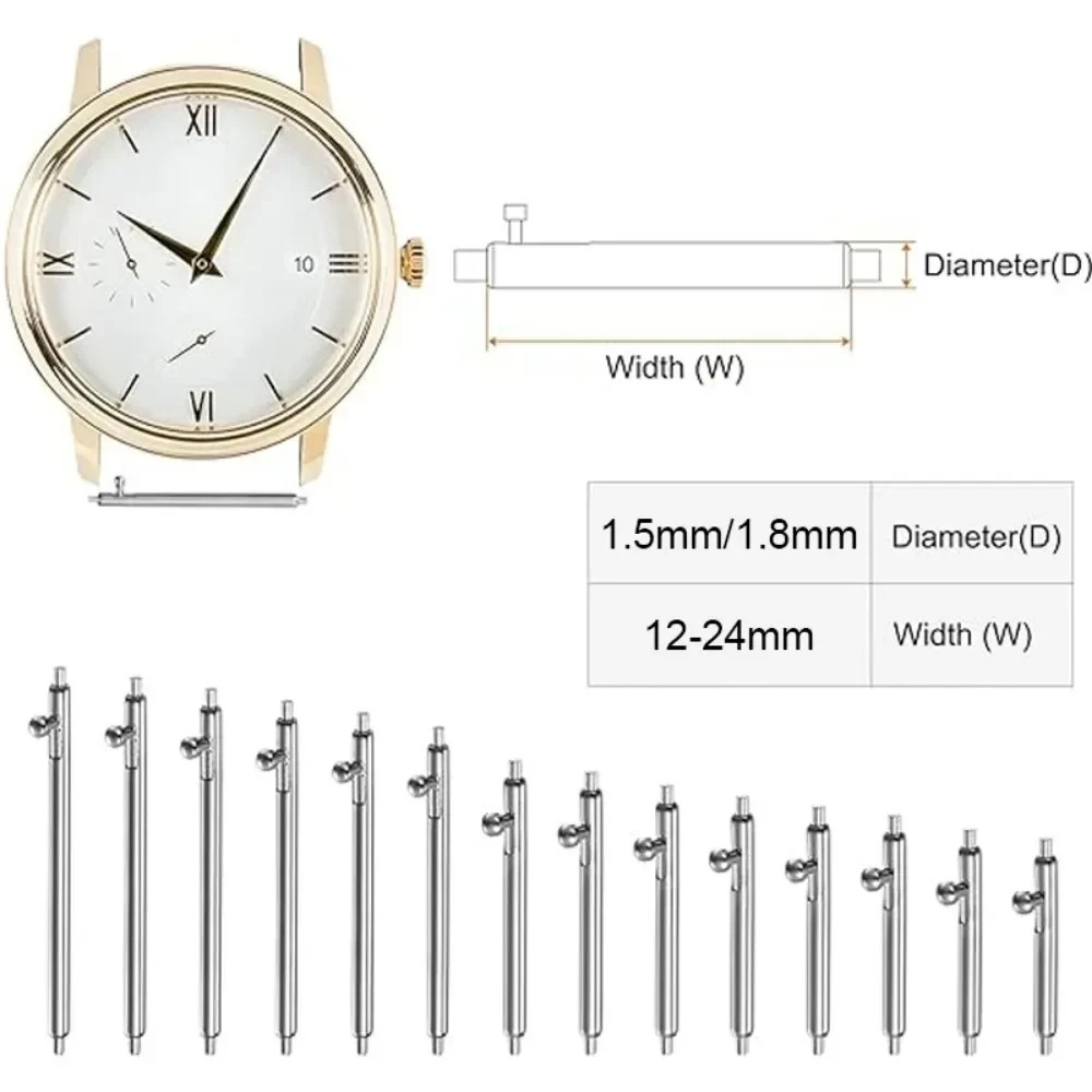 2 X Quick Release Spring Pins Bars 12mm-24mm For Watch Straps Smartwatch 1.5/1.8