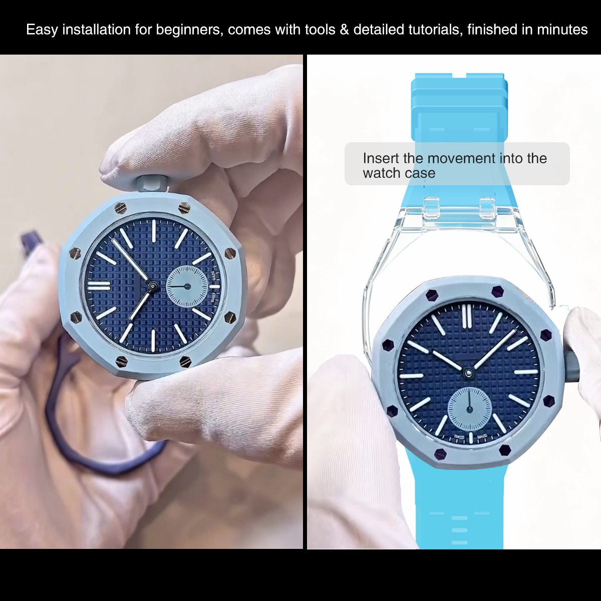Transparent PC Glacier Case Silicone Wristband Mod Kit For Swatch X AP Royal Pop