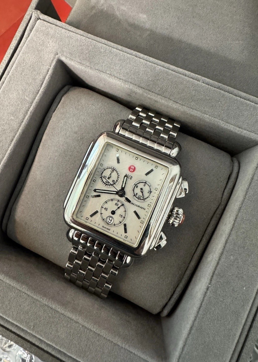 Ladies Michele Deco 29mm MW06A00A0025 Stainless Steel MOP Quartz Chronograph