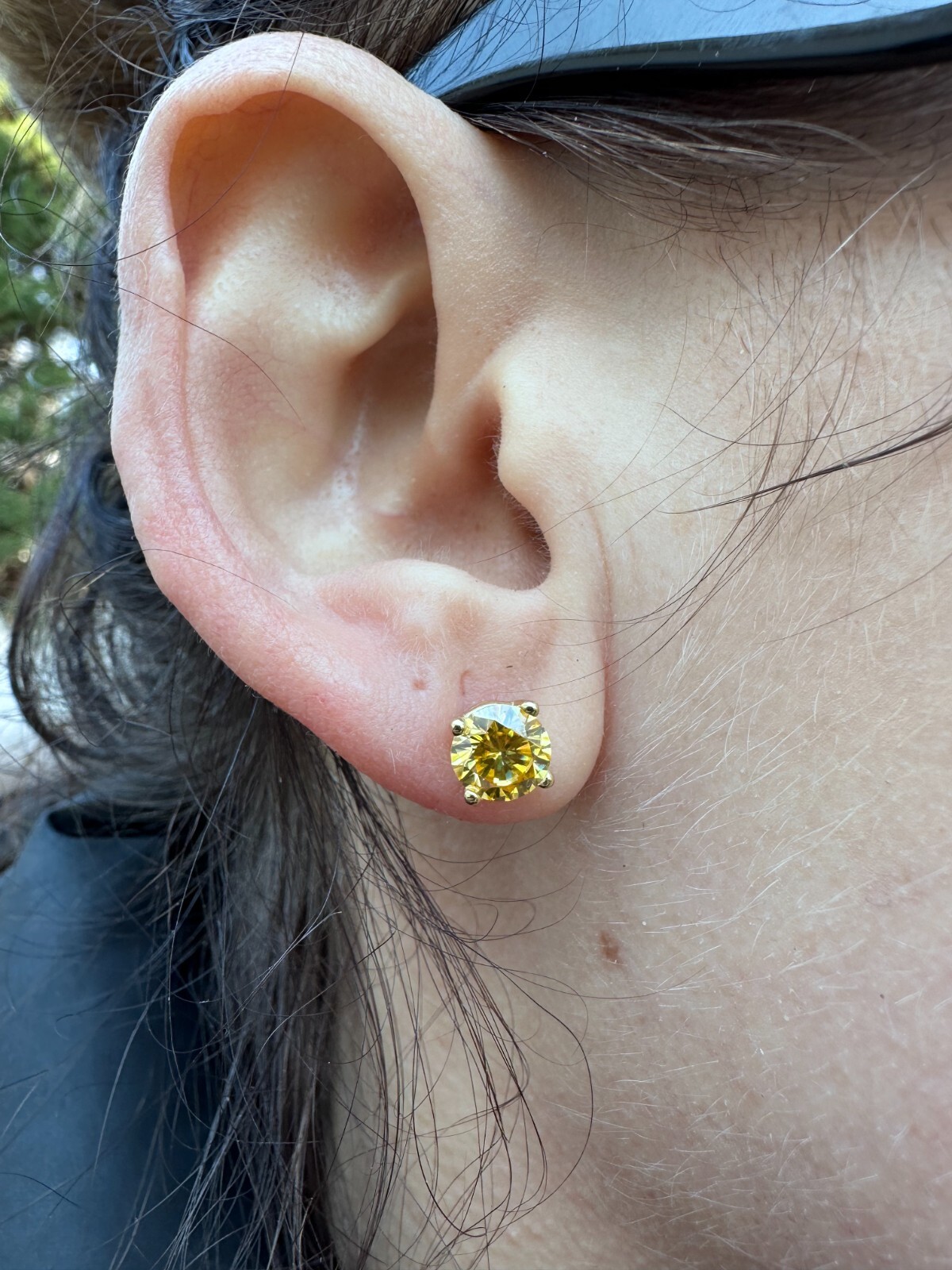 Canary Yellow Moissanite Screwback Stud Earrings 14k Gold Plate 925 Silver 3-8mm