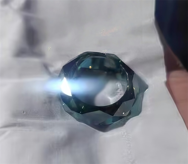 Rhombus-shaped Green Moissanite Ring,Hand-polished. Lab Created AAAA+ Gemstone
