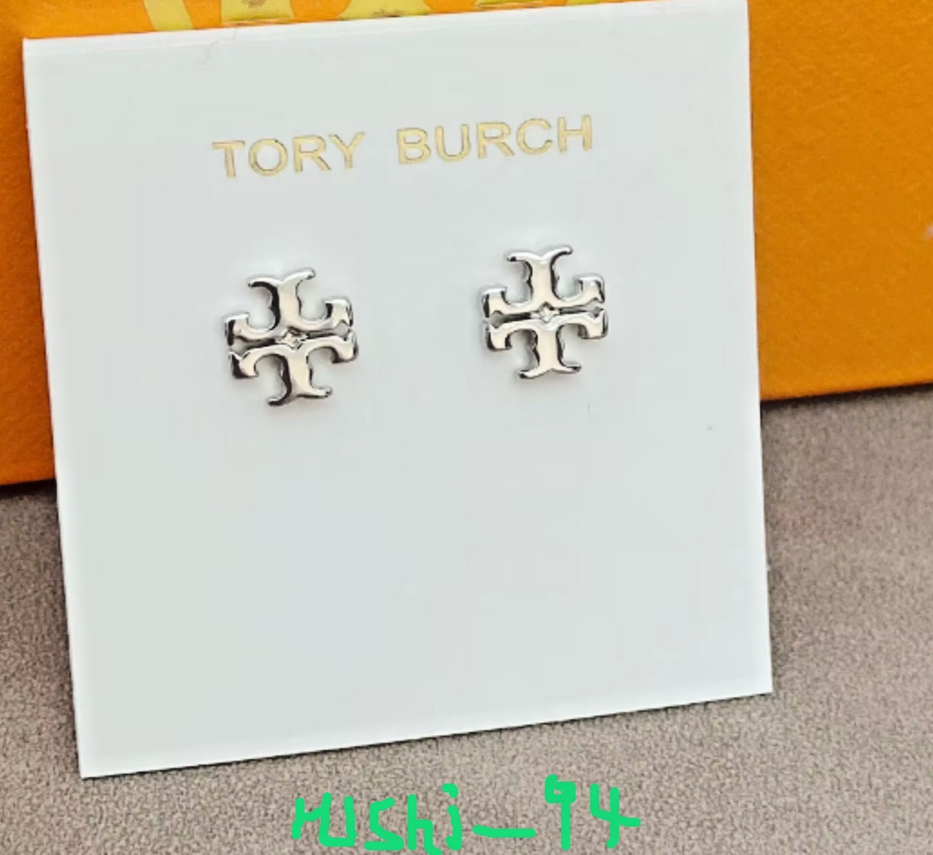 Tory Burch Kira silver Double T Logo Stud Earrings Luxury Gift