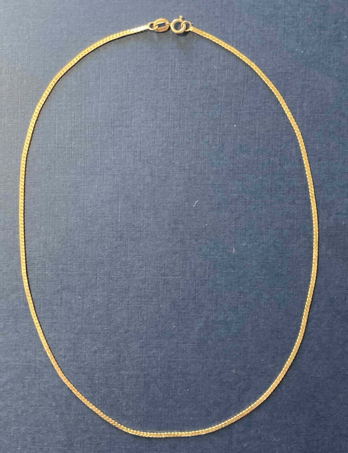 14K Yellow Gold Herringbone Chain Necklace w/ Spring Ring Clasp, Signed