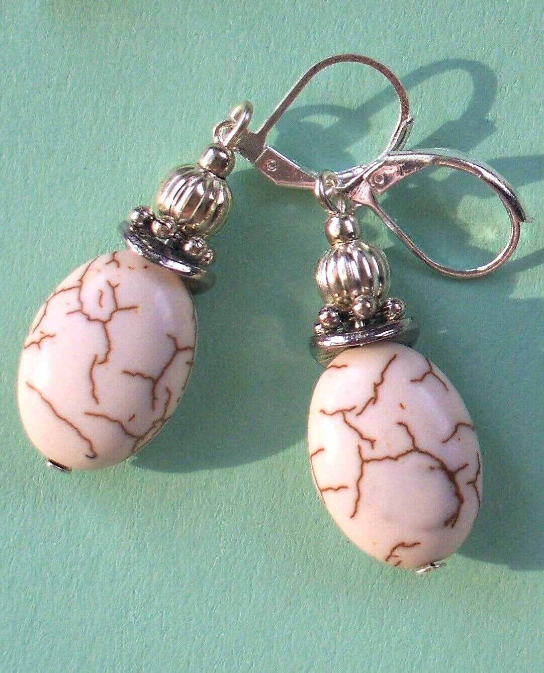 white HOWLITE drops & dangle Lever back handcrafted YOU CHOOSE X3