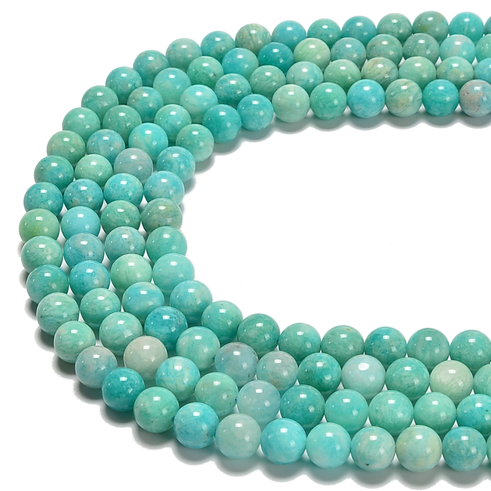 Green Blue Amazonite Smooth Round 6mm 7mm 7.8mm 8mm 9mm 10mm 12mm 15.5” Strand
