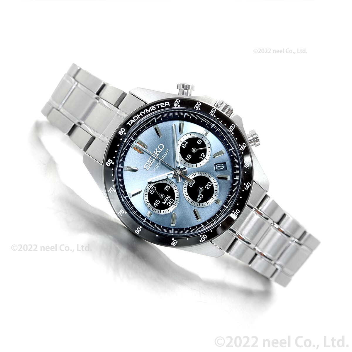 SEIKO Spirit SBTR027 Light Blue Stainless Chronograph Men`s Watch New Japan Box