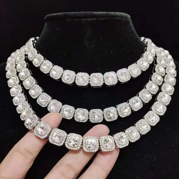 Iced Big Cubic Zirconia 8.5″ Bracelet 18″ 20″ 24″ Chain Gold Plate Icy Necklace