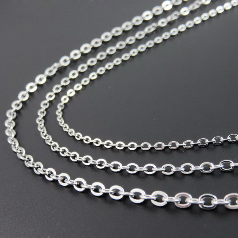 1.5-3.2mm 16″-32″ Wholesale In Bulk Stainless Steel Silver Oval Chain Necklace