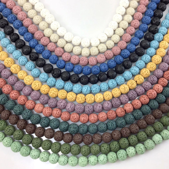 13 Color Lava Stone Bead Rock Round Beads 15″ 6mm 8mm 10mm Jewelry Make Diffuser
