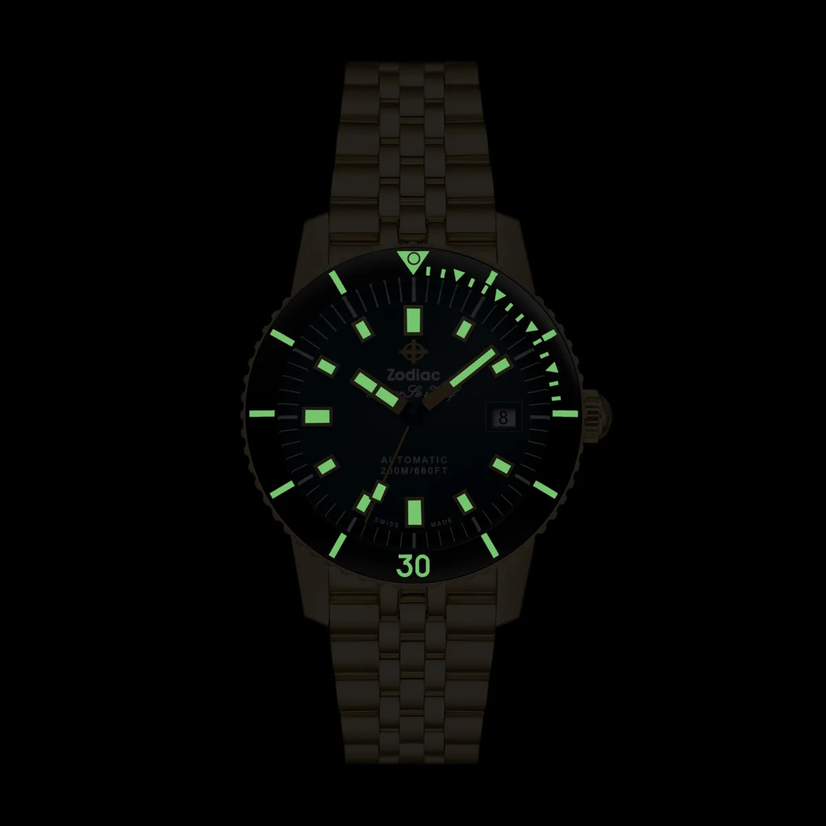 New Zodiac Super Sea Wolf Compression ZO9308 18K Gold Plated Limited Edition