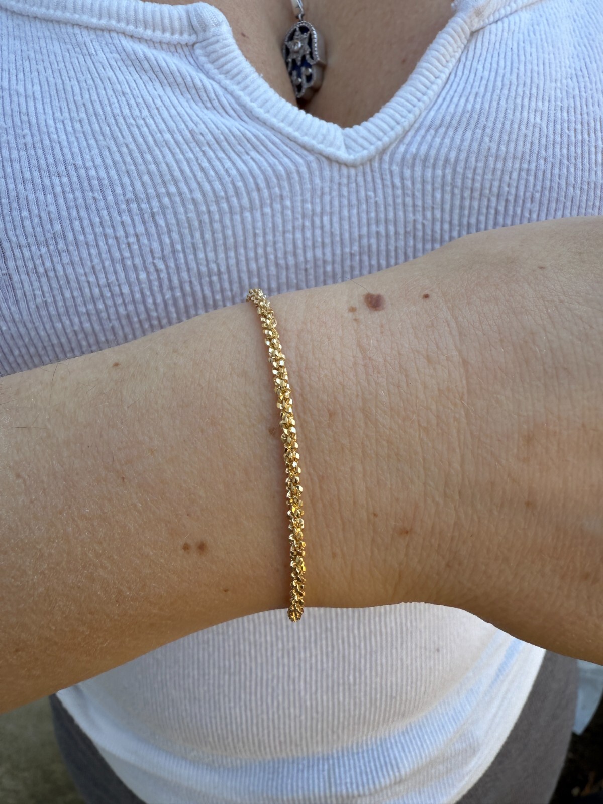 Real Solid 14k Gold Vermeil 925 Silver 3mm Sparkle Rope Bracelet 6-8.5″ Long