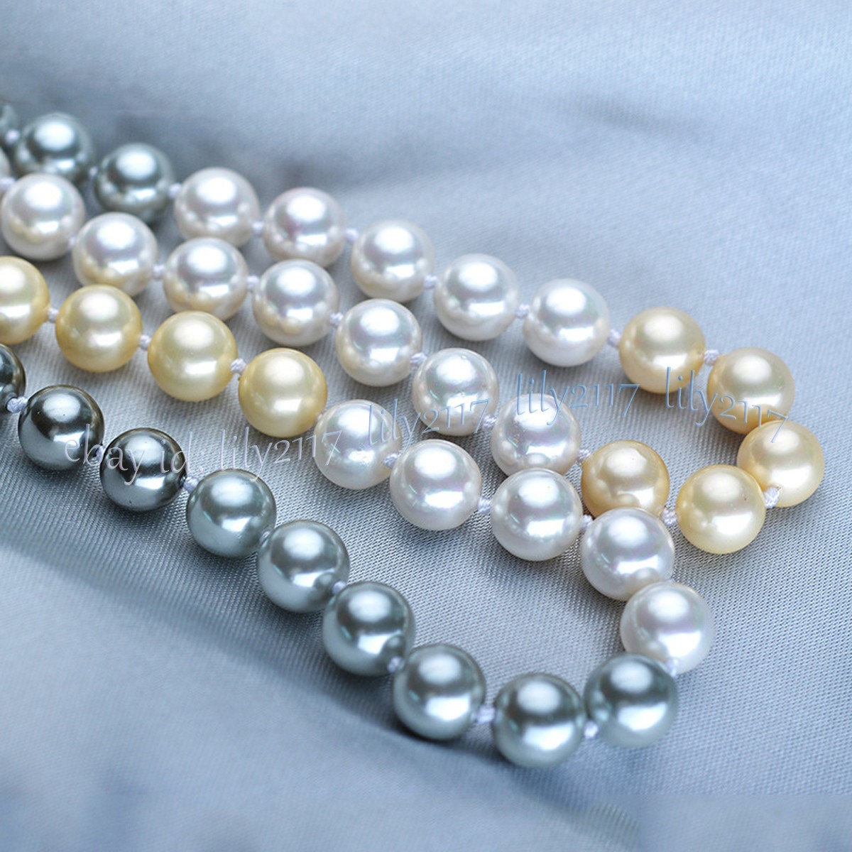 Multicolor Shell Pearl Imitation Pearl Round Beads Necklace 36-100 in No Clasp