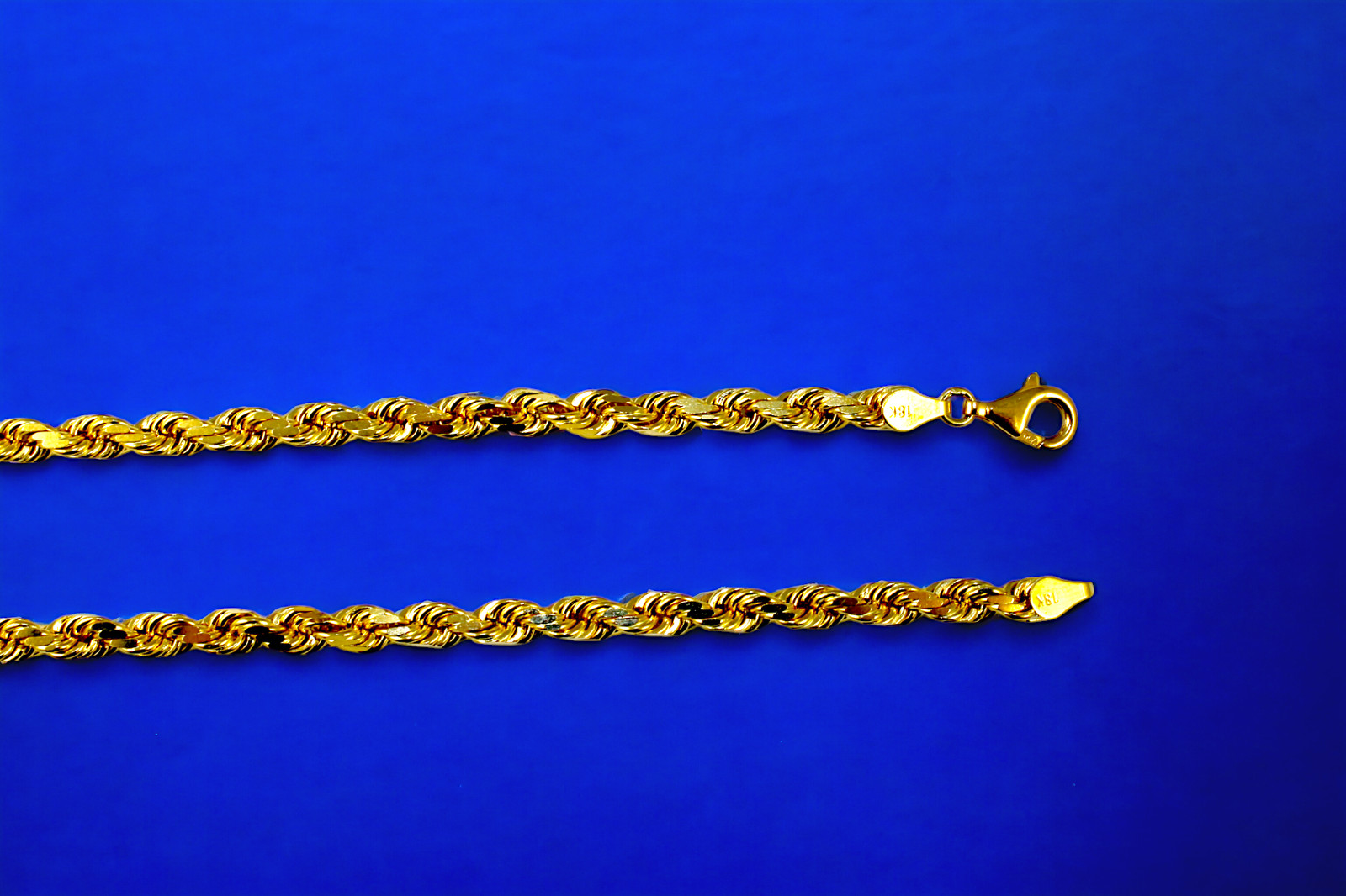 18K Yellow Gold SOLID Rope Chain Necklace Diamond Cut Real Gold 2mm-6mm 16″-30″