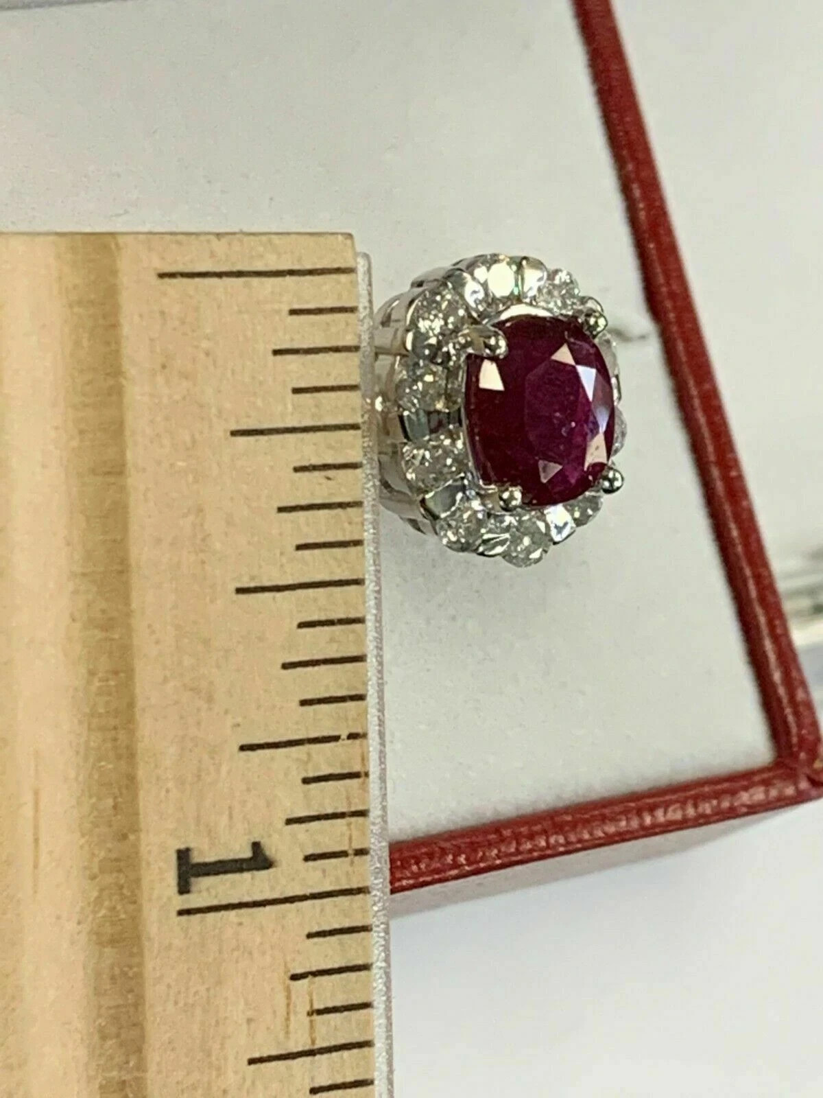 3.60 Ct Oval Cut Natural Ruby Diamond Engagement Ring 14K Solid White Gold 6