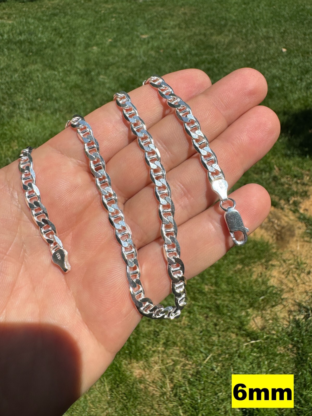 Real Solid 925 Sterling Silver Mariner Link Chain Or Bracelet ITALY 3-12mm Mens