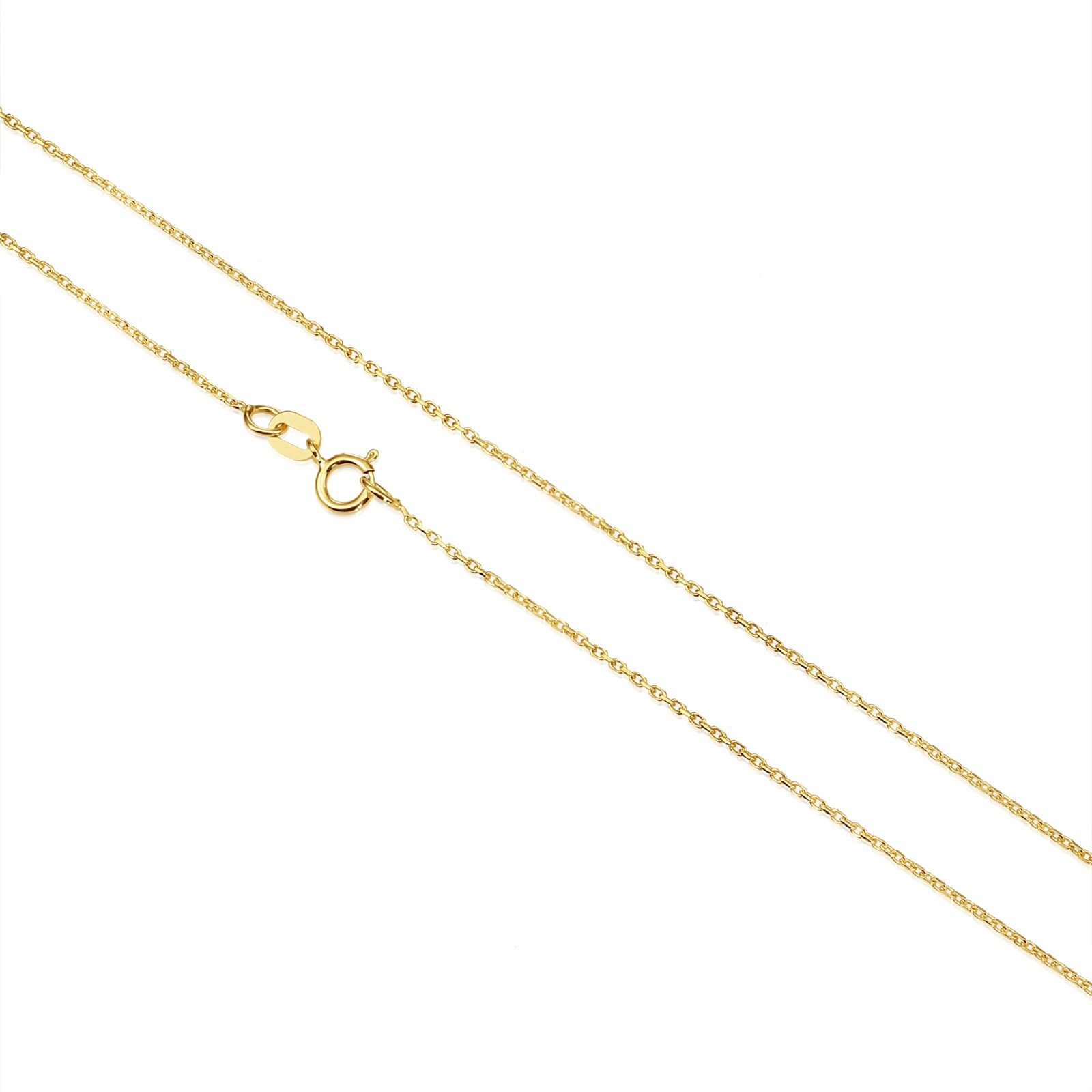 14K Real Solid Gold Diamond-Cut 0.9mm Thin Dainty Cable Chain Necklace 16″-20″